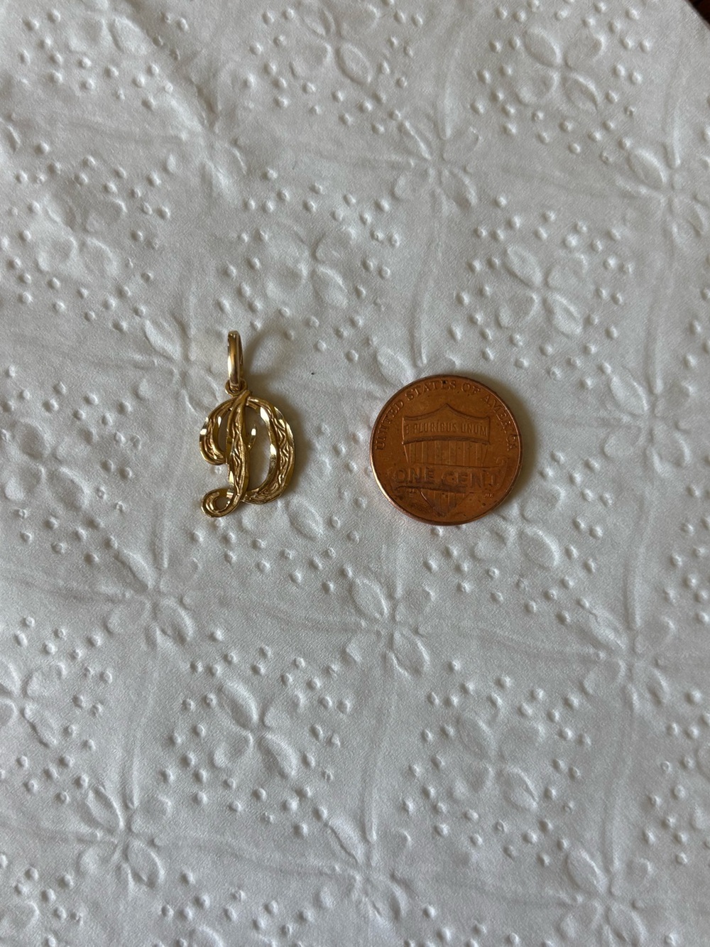 14 K Gold Letter D Initial Pendant Charm